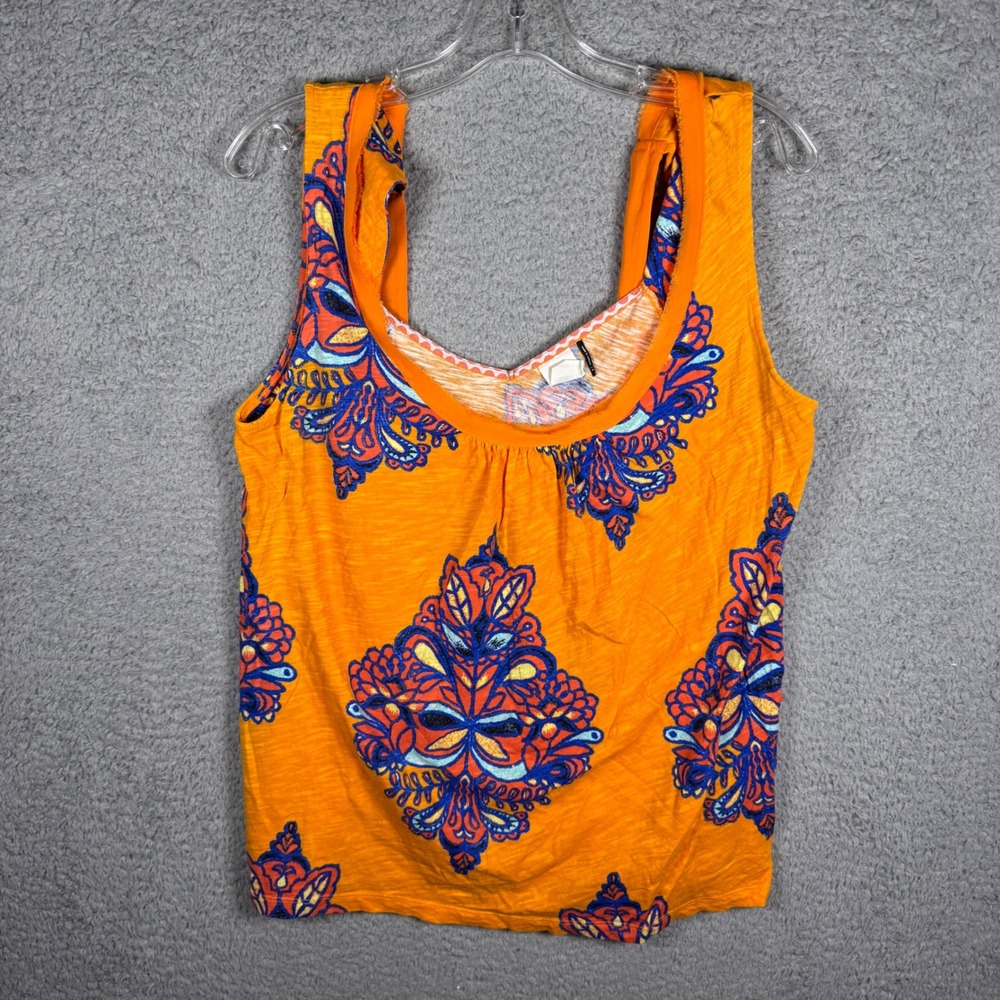 Akemi‎ + Kin Womens Orange Paisley Medallion Back Tie Cotton Tank Top Size M